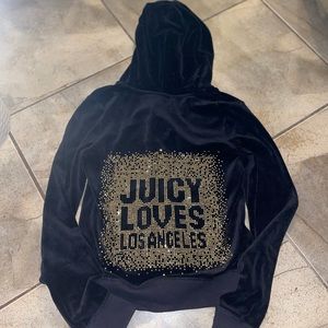 Black velour juicy couture Los Angeles zip up hoodie!